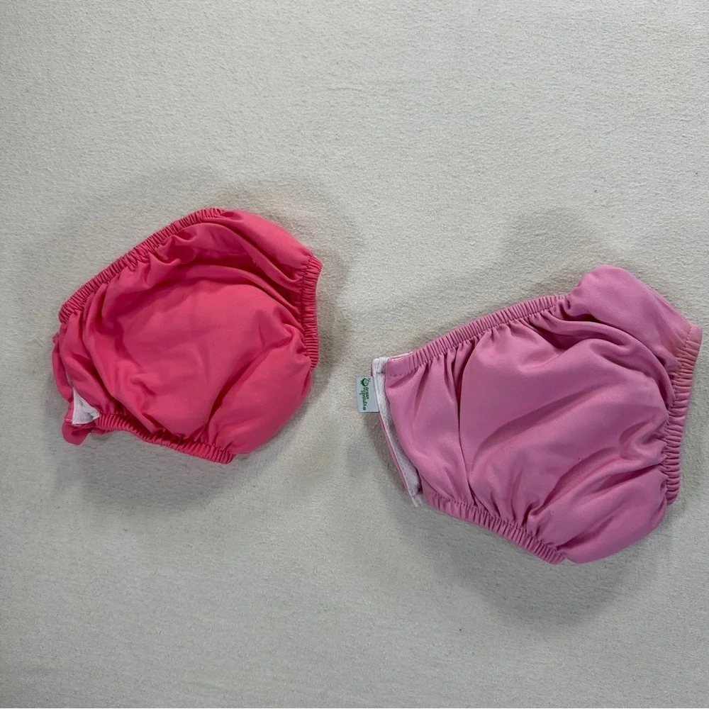 Dark Pink and Light Pink Girls Reusable Swim Diapers -2 Differwnt sizes